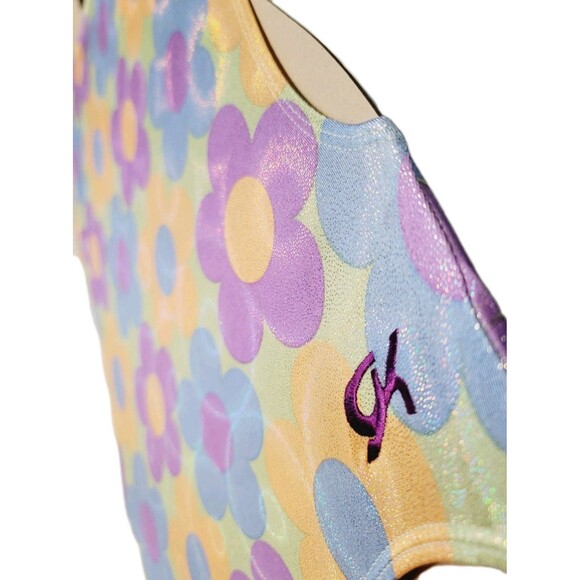 GK Elite VTG Holographic Shimmer Flower Power Cutout Leotard Bodysuit AL Adult L - Picture 10 of 16